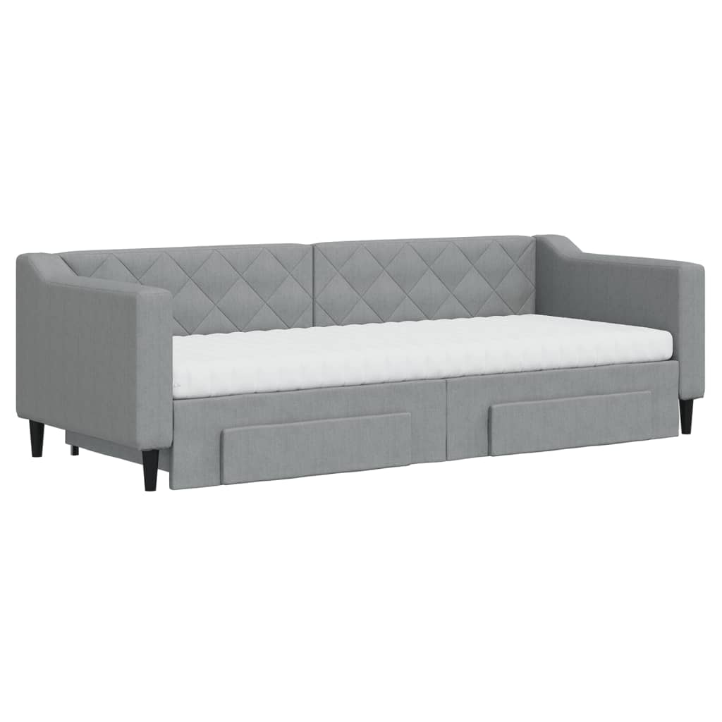 Divano Letto Estraibile Cassetti Grigio Chiaro 80x200cm Tessuto | homemem39