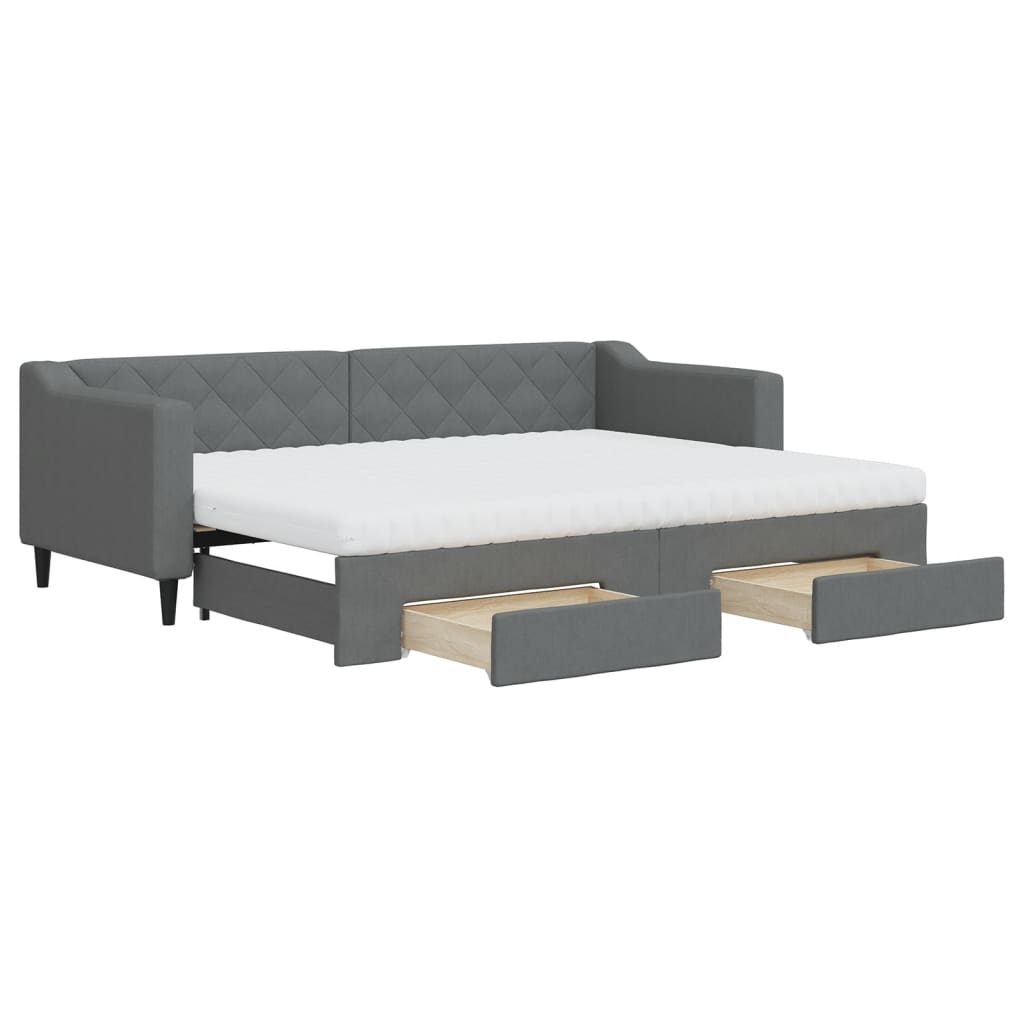 Divano Letto Estraibile Cassetti Grigio Scuro 80x200cm Tessuto - homemem39