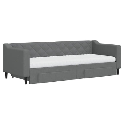Divano Letto Estraibile Cassetti Grigio Scuro 80x200cm Tessuto - homemem39