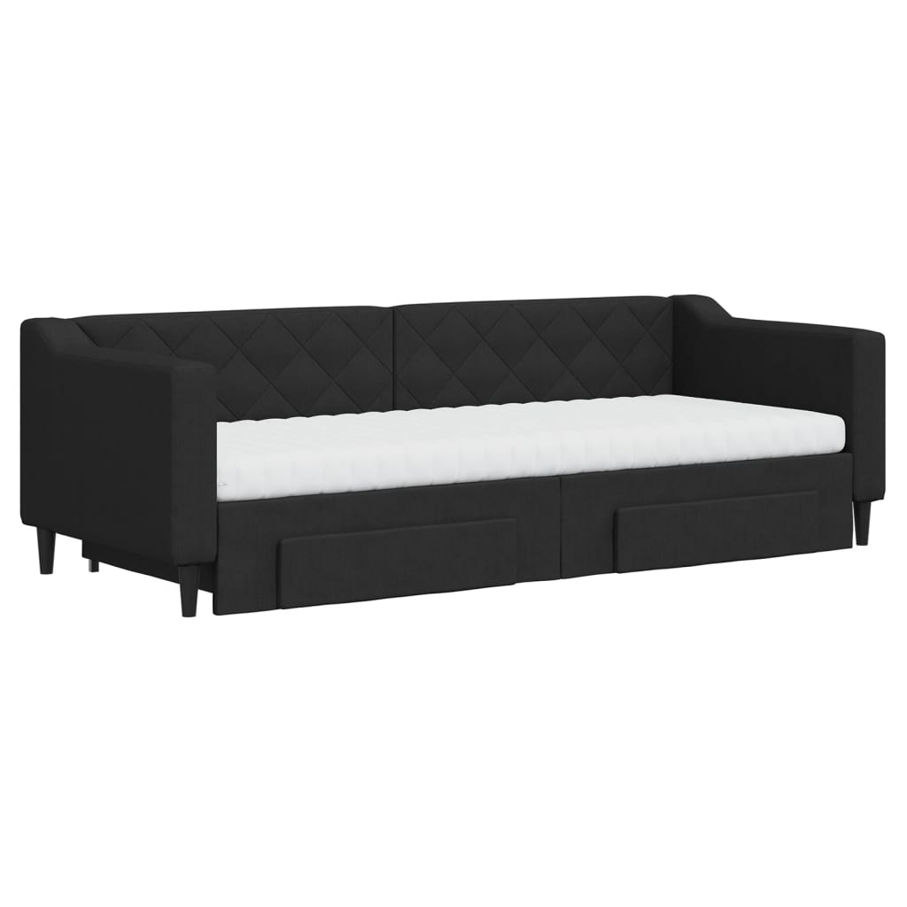 Divano Letto Estraibile con Cassetti Nero 80x200 cm in Tessuto - homemem39