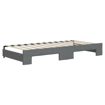 Divano Letto Estraibile Cassetti Grigio Scuro 90x200cm Tessuto