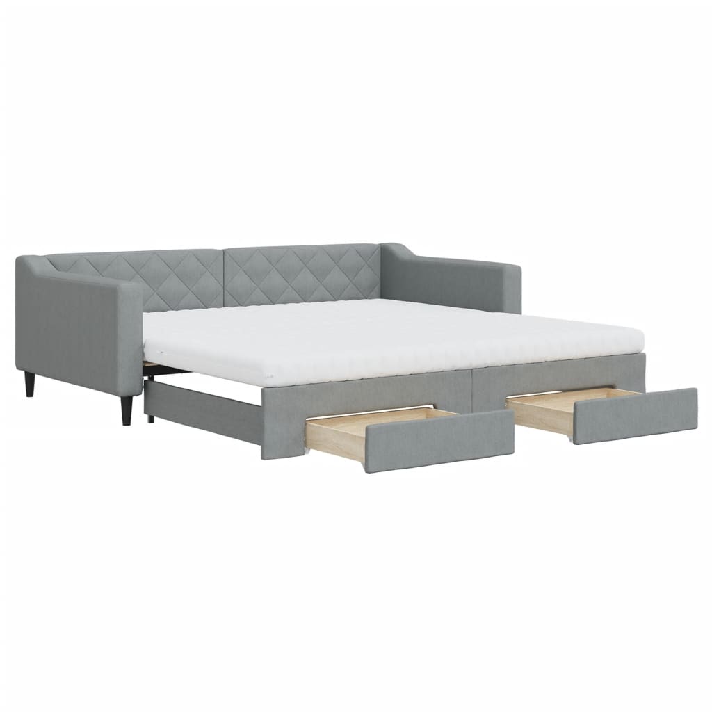 Divano Letto Estraibile Cassetti Grigio Chiaro 100x200 Tessuto - homemem39