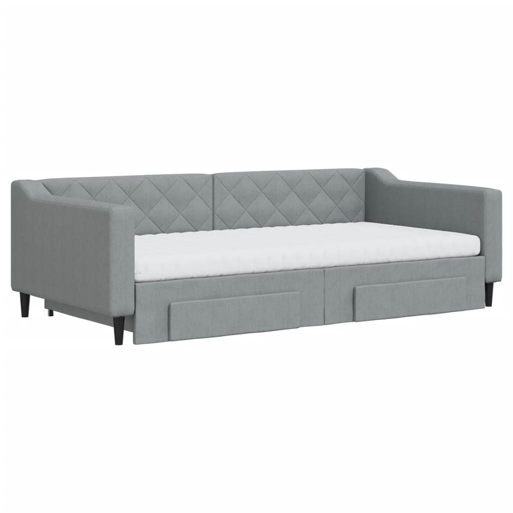 Divano Letto Estraibile Cassetti Grigio Chiaro 100x200 Tessuto - homemem39