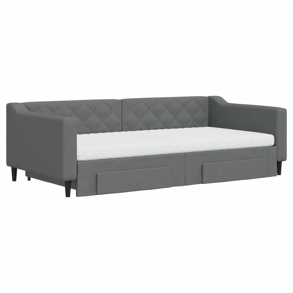 Divano Letto Estraibile Cassetti Grigio Scuro 100x200cm Tessuto - homemem39