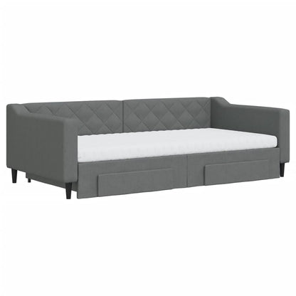 Divano Letto Estraibile Cassetti Grigio Scuro 100x200cm Tessuto - homemem39