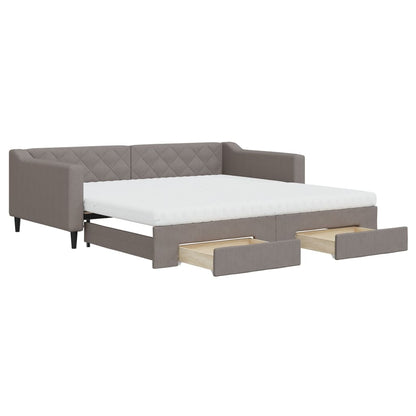 Divano Letto Estraibile con Cassetti Tortora 100x200 cm Tessuto - homemem39