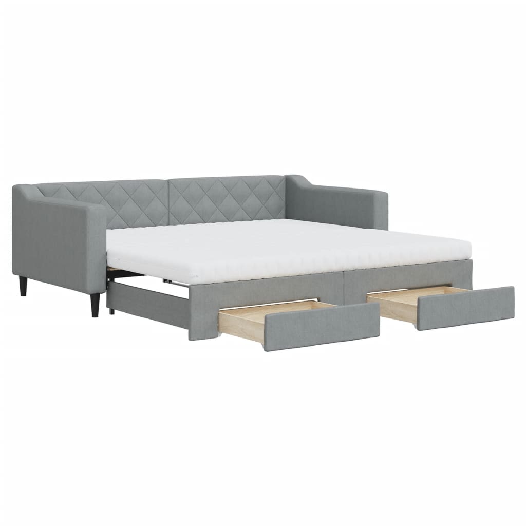 Divano Letto Estraibile Cassetti Grigio Chiaro 90x190cm Tessuto | homemem39