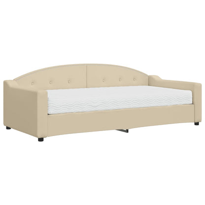 Divano Letto con Materasso Crema 90x200 cm in Tessuto | homemem39