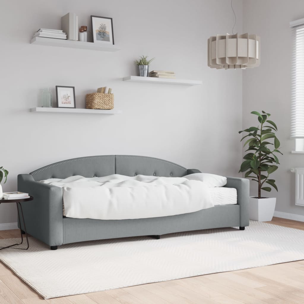 Divano Letto con Materasso Grigio Chiaro 90x190 cm in Tessuto | homemem39