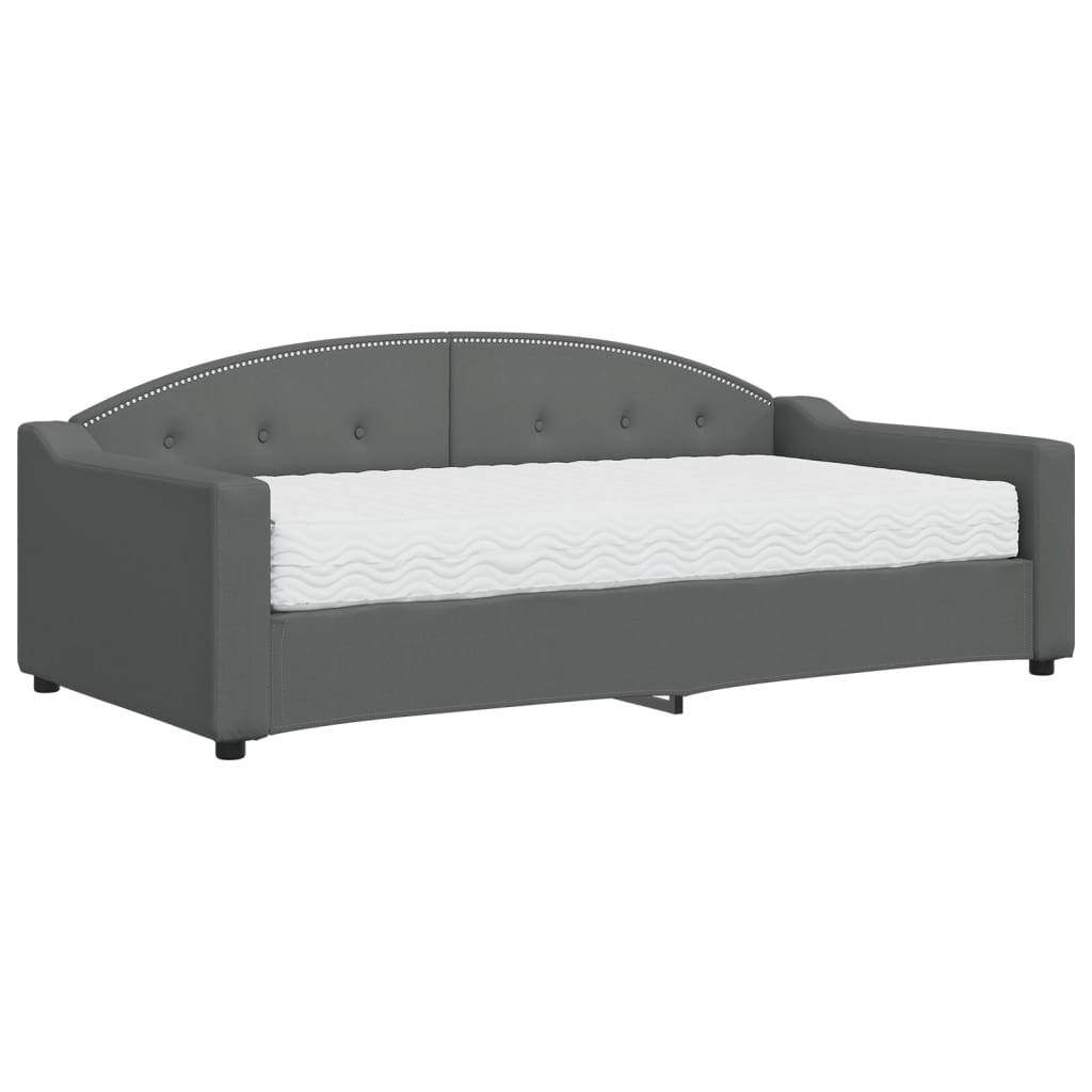 Divano Letto con Materasso Grigio Scuro 90x190 cm in Tessuto - homemem39