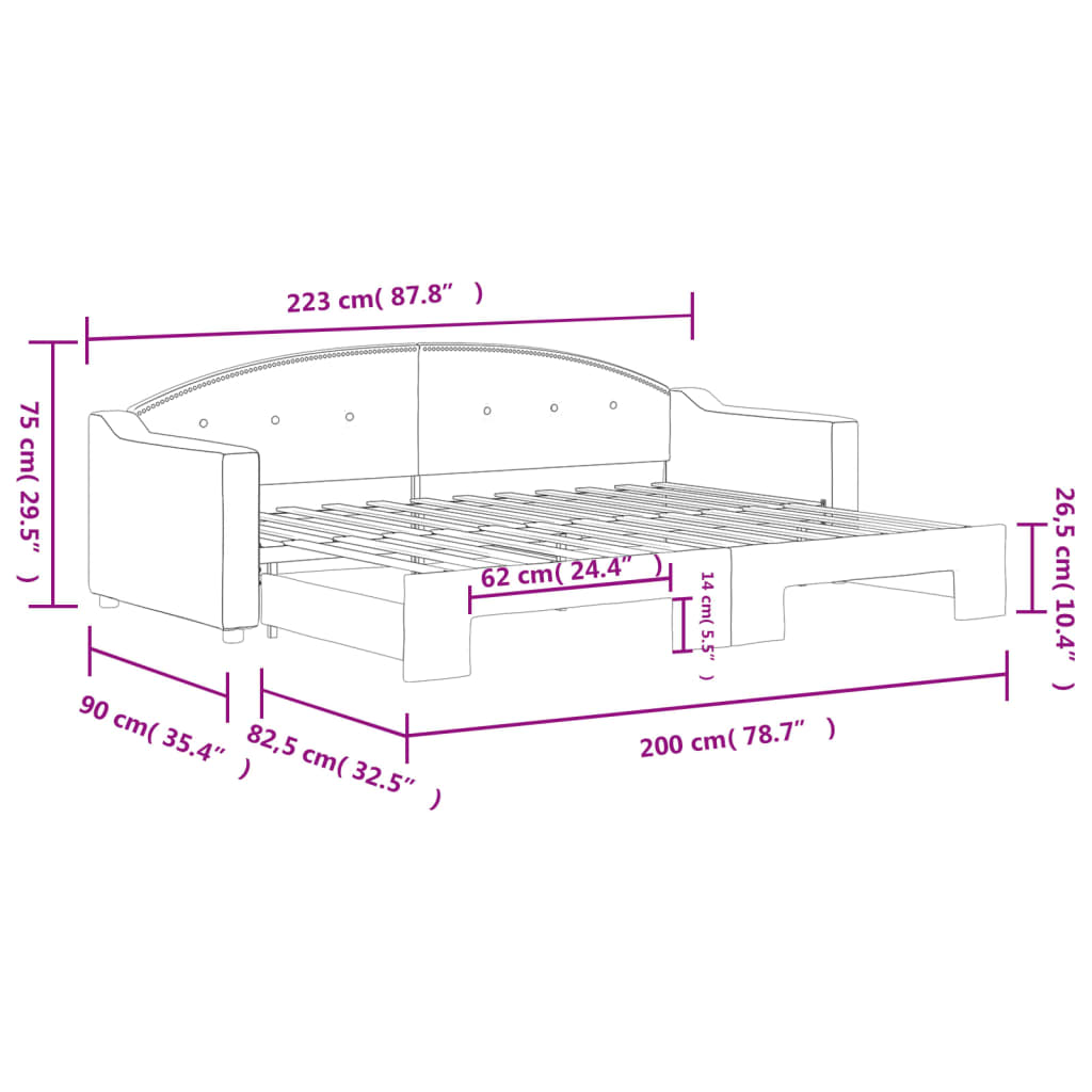 Divano Letto con Letto Estraibile Grigio Scuro 80x200 Tessuto | homemem39