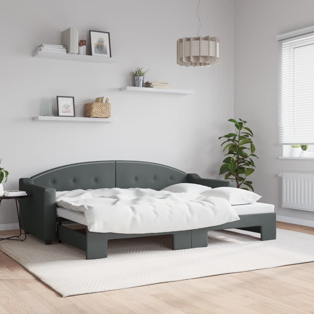 Divano Letto con Letto Estraibile Grigio Scuro 80x200 Tessuto | homemem39