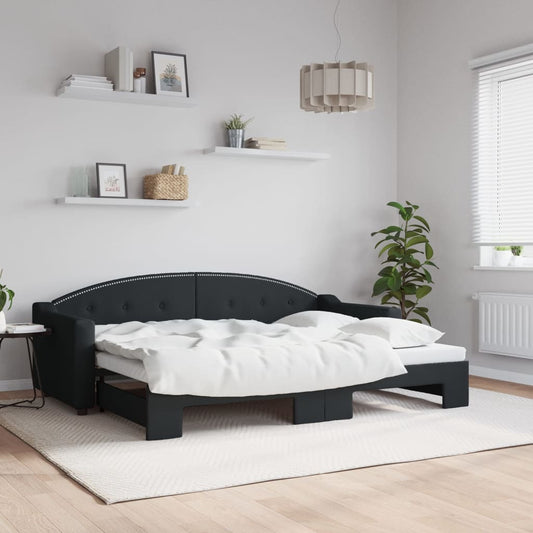 Divano Letto con Letto Estraibile Nero 80x200 Tessuto | homemem39