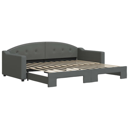 Divano Letto con Letto Estraibile Grigio Scuro 90x200cm Tessuto