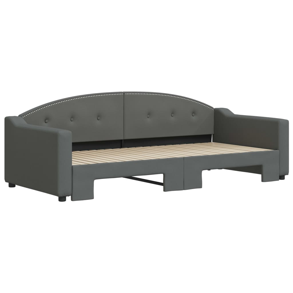 Divano Letto con Letto Estraibile Grigio Scuro 90x200cm Tessuto
