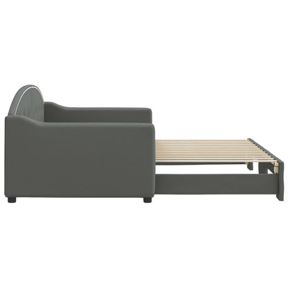 Divano Letto con Letto Estraibile Grigio Scuro 90x200cm Tessuto