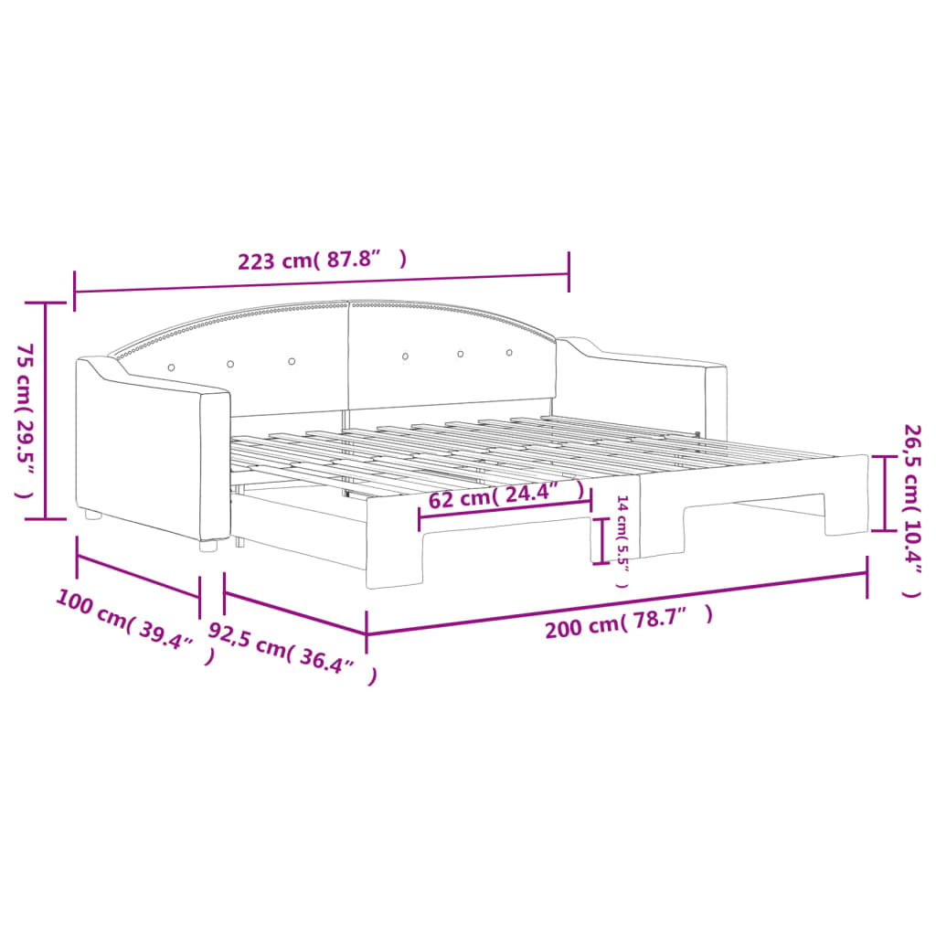 Divano Letto con Letto Estraibile Nero 90x200 cm in Tessuto | homemem39