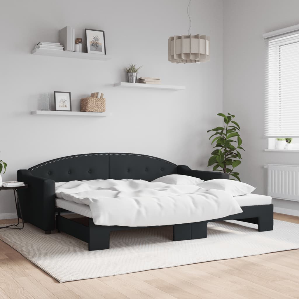 Divano Letto con Letto Estraibile Nero 90x200 cm in Tessuto | homemem39