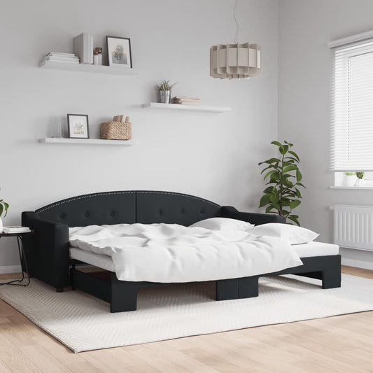 Divano Letto con Letto Estraibile Nero 90x200 cm in Tessuto | homemem39