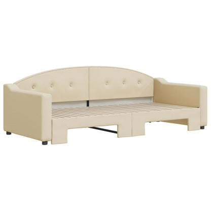 Divano Letto con Letto Estraibile Crema 90x200 cm in Tessuto | homemem39