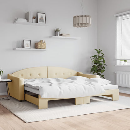Divano Letto con Letto Estraibile Crema 90x200 cm in Tessuto | homemem39