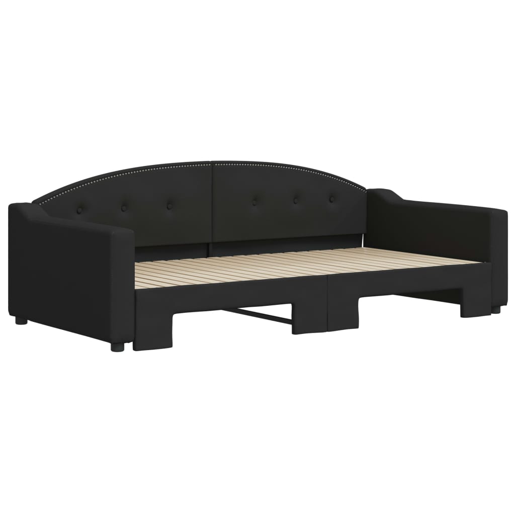 Divano Letto con Letto Estraibile Nero 100x200 cm in Tessuto