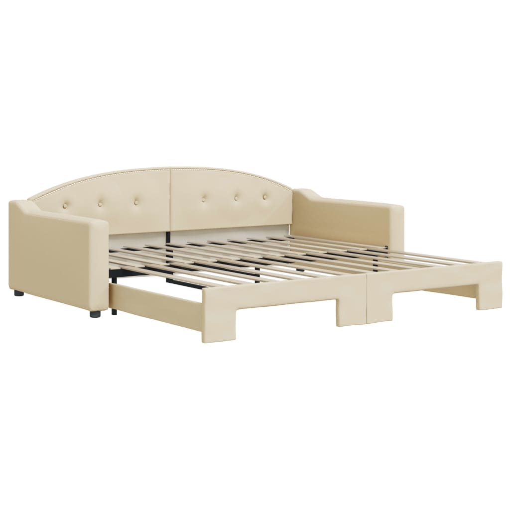 Divano Letto con Letto Estraibile Crema 100x200 cm in Tessuto - homemem39
