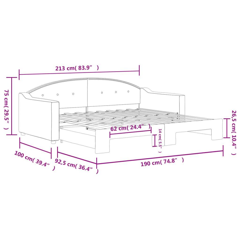 Divano Letto con Letto Estraibile Nero 90x190 cm in Tessuto | homemem39