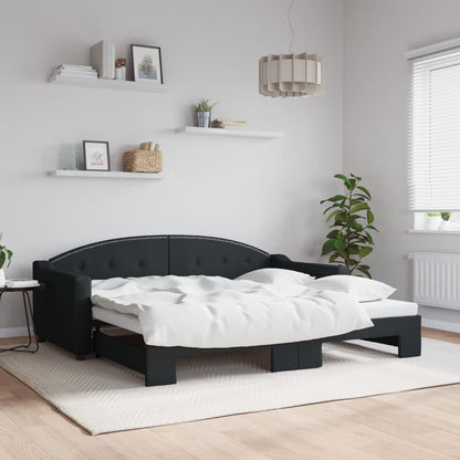 Divano Letto con Letto Estraibile Nero 90x190 cm in Tessuto | homemem39