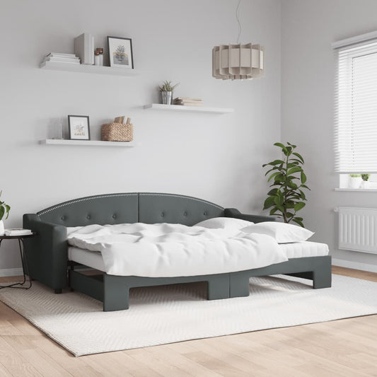 Divano Letto Estraibile Materassi Grigio Scuro 80x200cm Tessuto | homemem39