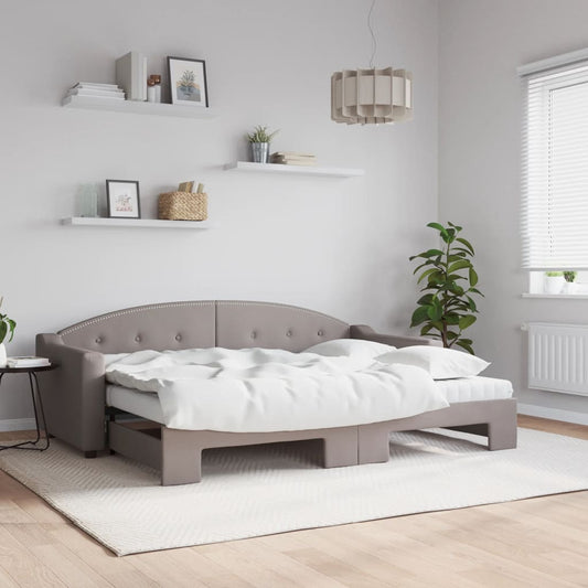 Divano Letto Estraibile con Materassi Tortora 80x200 cm Tessuto - homemem39