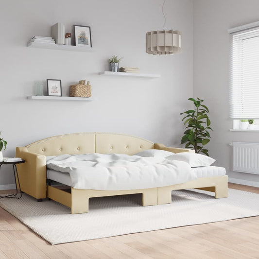 Divano Letto Estraibile con Materassi Crema 80x200 cm Tessuto | homemem39