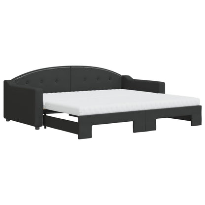 Divano Letto Estraibile con Materassi Nero 90x190 cm in Tessuto | homemem39