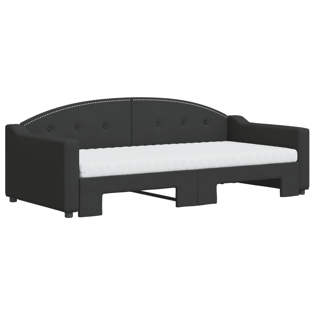 Divano Letto Estraibile con Materassi Nero 90x190 cm in Tessuto | homemem39