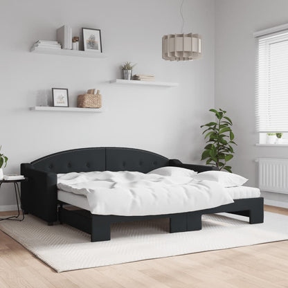 Divano Letto Estraibile con Materassi Nero 90x190 cm in Tessuto | homemem39