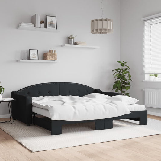 Divano Letto Estraibile con Materassi Nero 90x190 cm in Tessuto | homemem39