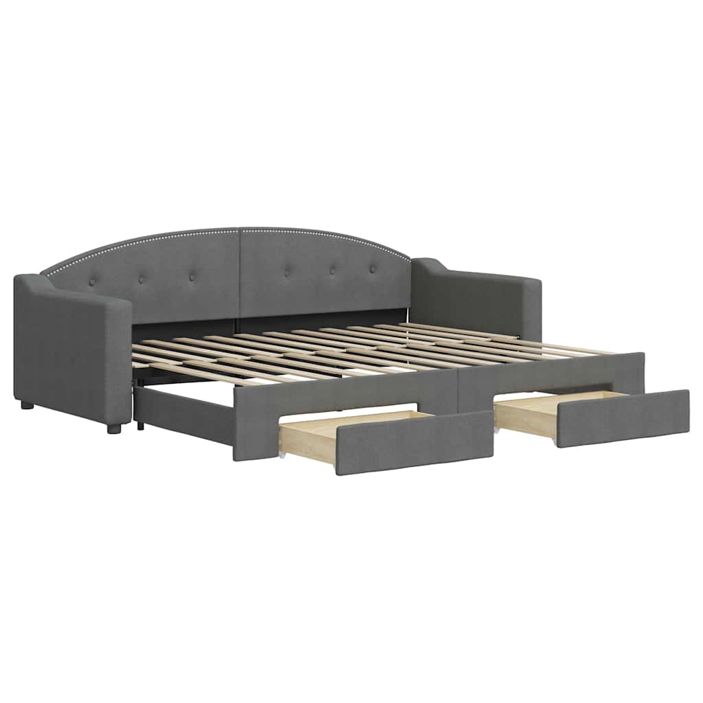Divano Letto Estraibile Cassetti Grigio Scuro 80x200cm Tessuto | homemem39