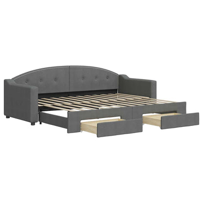 Divano Letto Estraibile Cassetti Grigio Scuro 80x200cm Tessuto | homemem39