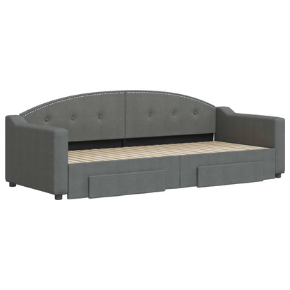 Divano Letto Estraibile Cassetti Grigio Scuro 80x200cm Tessuto | homemem39