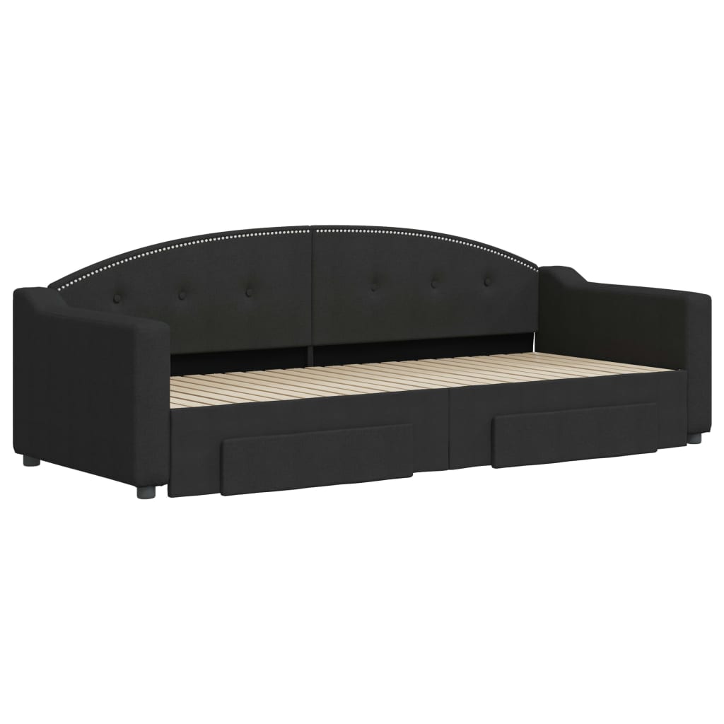 Divano Letto Estraibile con Cassetti Nero 80x200 cm in Tessuto | homemem39