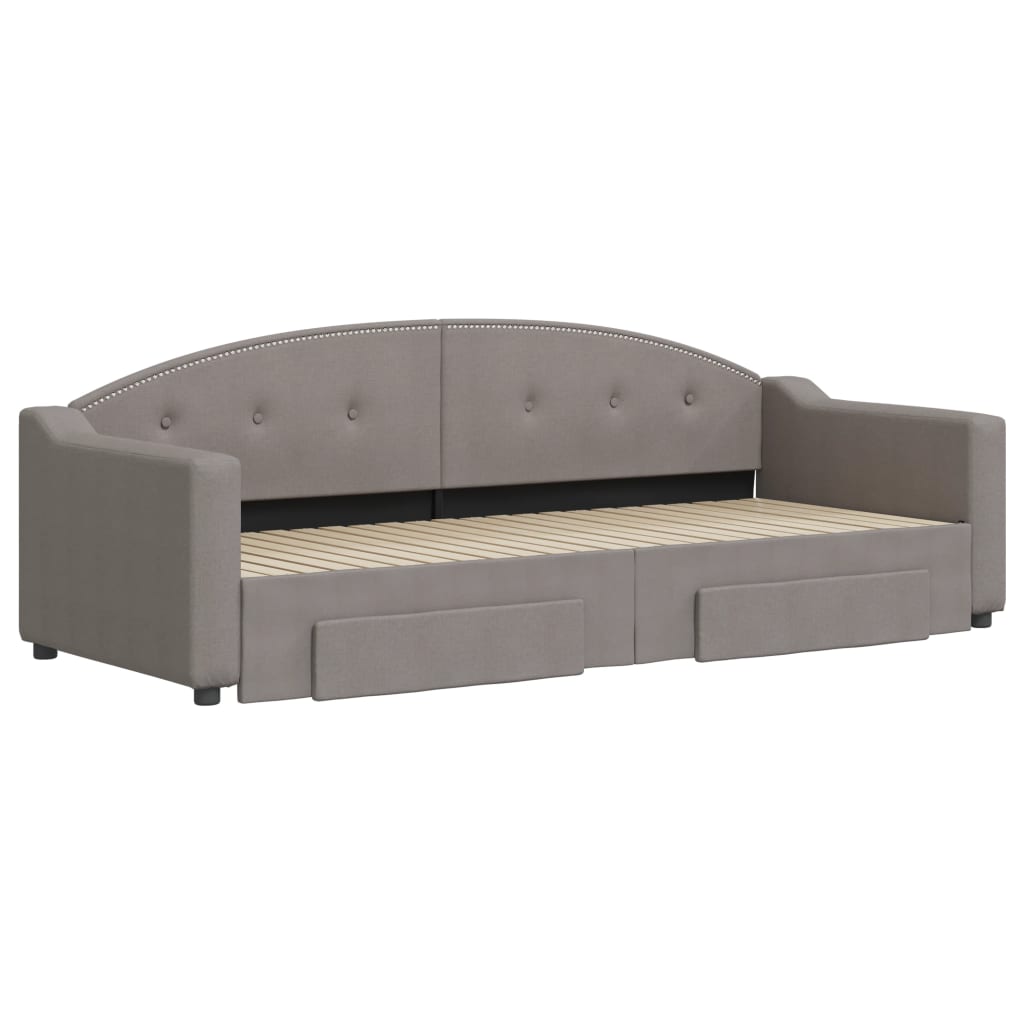 Divano Letto Estraibile con Cassetti Tortora 80x200 cm Tessuto