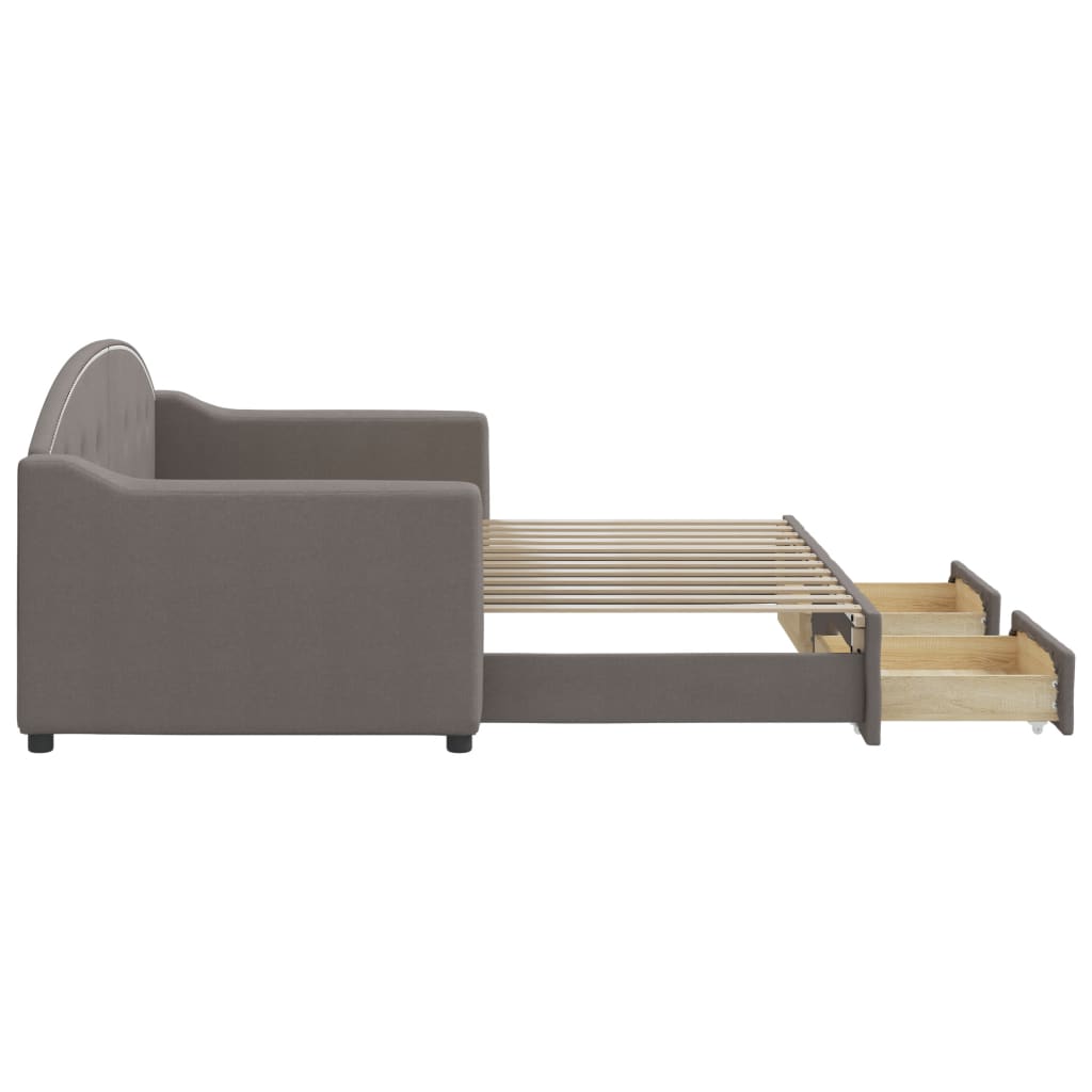 Divano Letto Estraibile con Cassetti Tortora 80x200 cm Tessuto