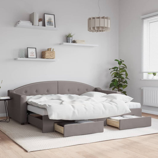 Divano Letto Estraibile con Cassetti Tortora 80x200 cm Tessuto - homemem39