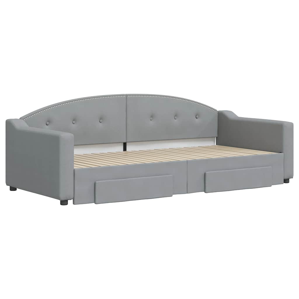 Divano Letto Estraibile Cassetti Grigio Chiaro 90x200cm Tessuto - homemem39