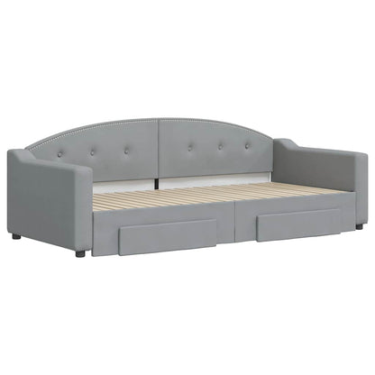 Divano Letto Estraibile Cassetti Grigio Chiaro 90x200cm Tessuto - homemem39