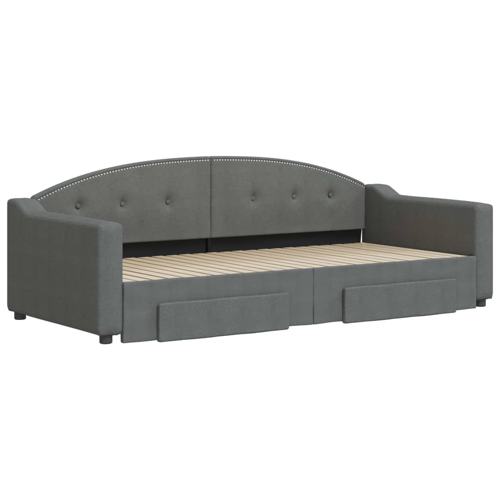 Divano Letto Estraibile Cassetti Grigio Scuro 90x200cm Tessuto - homemem39