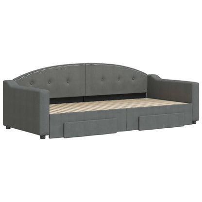 Divano Letto Estraibile Cassetti Grigio Scuro 90x200cm Tessuto - homemem39