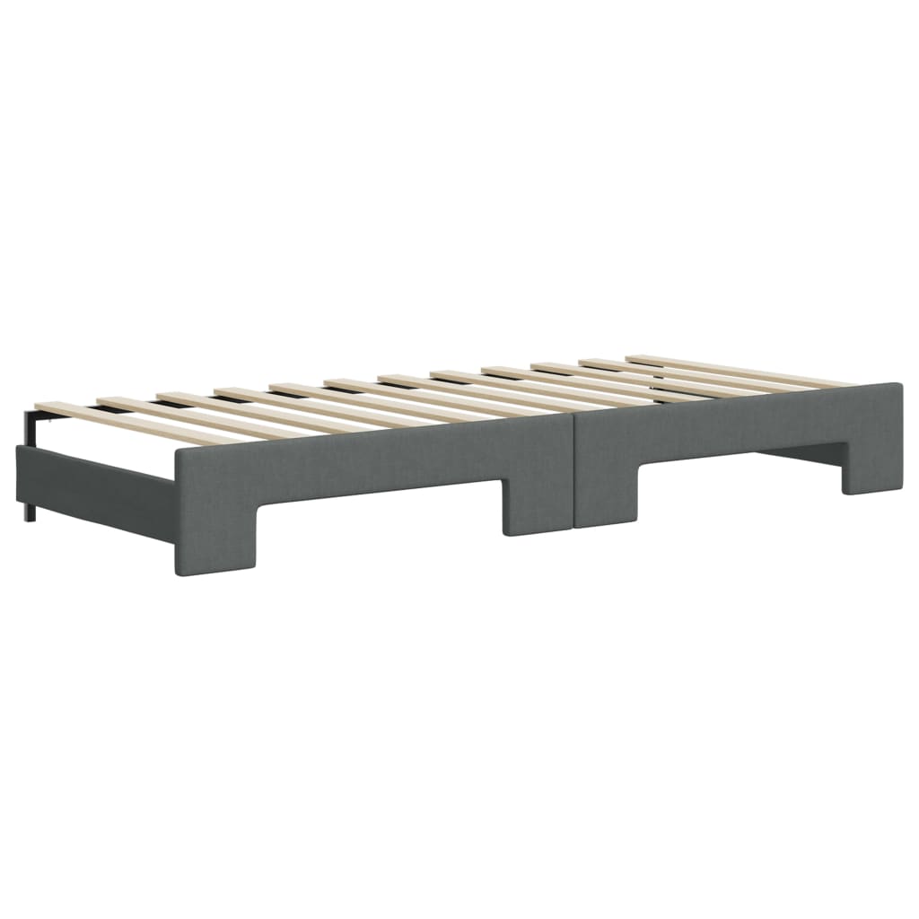 Divano Letto Estraibile Cassetti Grigio Scuro 90x200cm Tessuto - homemem39