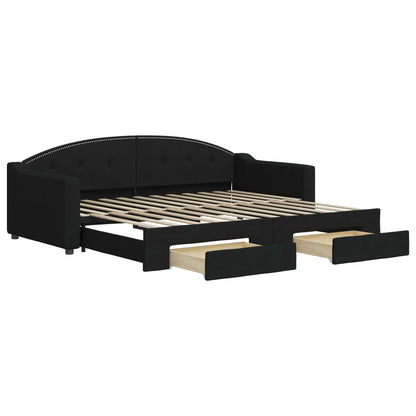 Divano Letto Estraibile con Cassetti Nero 90x200 cm in Tessuto | homemem39