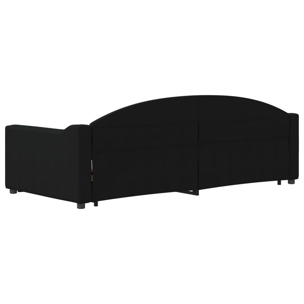 Divano Letto Estraibile con Cassetti Nero 90x200 cm in Tessuto